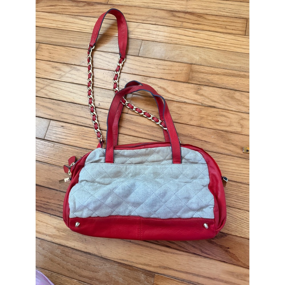 Vintage Y2K 2000s Juicy Couture Red Quilted & Studded Satchel Crossbody Bag - Picture 6 of 7